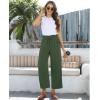 imagesiliteelon Wide Leg Linen Pants for Women Summer Capri Palazzo Flowy Pants Casual Loose High Waist Trousers with PocketsArmy Green