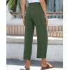 imagesiliteelon Wide Leg Linen Pants for Women Summer Capri Palazzo Flowy Pants Casual Loose High Waist Trousers with PocketsArmy Green