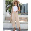 imagesiliteelon Wide Leg Linen Pants for Women Summer Capri Palazzo Flowy Pants Casual Loose High Waist Trousers with PocketsBeige