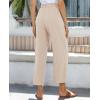 imagesiliteelon Wide Leg Linen Pants for Women Summer Capri Palazzo Flowy Pants Casual Loose High Waist Trousers with PocketsBeige