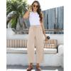 imagesiliteelon Wide Leg Linen Pants for Women Summer Capri Palazzo Flowy Pants Casual Loose High Waist Trousers with PocketsBeige