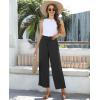imagesiliteelon Wide Leg Linen Pants for Women Summer Capri Palazzo Flowy Pants Casual Loose High Waist Trousers with PocketsBlack