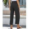 imagesiliteelon Wide Leg Linen Pants for Women Summer Capri Palazzo Flowy Pants Casual Loose High Waist Trousers with PocketsBlack