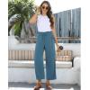 imagesiliteelon Wide Leg Linen Pants for Women Summer Capri Palazzo Flowy Pants Casual Loose High Waist Trousers with PocketsBlue