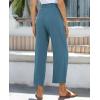 imagesiliteelon Wide Leg Linen Pants for Women Summer Capri Palazzo Flowy Pants Casual Loose High Waist Trousers with PocketsBlue