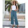imagesiliteelon Wide Leg Linen Pants for Women Summer Capri Palazzo Flowy Pants Casual Loose High Waist Trousers with PocketsBlue