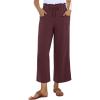 imagesiliteelon Wide Leg Linen Pants for Women Summer Capri Palazzo Flowy Pants Casual Loose High Waist Trousers with PocketsBurgundy