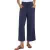 imagesiliteelon Wide Leg Linen Pants for Women Summer Capri Palazzo Flowy Pants Casual Loose High Waist Trousers with PocketsDark Blue