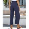 imagesiliteelon Wide Leg Linen Pants for Women Summer Capri Palazzo Flowy Pants Casual Loose High Waist Trousers with PocketsDark Blue
