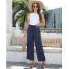 imagesiliteelon Wide Leg Linen Pants for Women Summer Capri Palazzo Flowy Pants Casual Loose High Waist Trousers with PocketsDark Blue