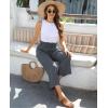 imagesiliteelon Wide Leg Linen Pants for Women Summer Capri Palazzo Flowy Pants Casual Loose High Waist Trousers with PocketsDark Gray