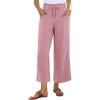 imagesiliteelon Wide Leg Linen Pants for Women Summer Capri Palazzo Flowy Pants Casual Loose High Waist Trousers with PocketsDark Pink