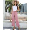 imagesiliteelon Wide Leg Linen Pants for Women Summer Capri Palazzo Flowy Pants Casual Loose High Waist Trousers with PocketsDark Pink
