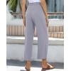 imagesiliteelon Wide Leg Linen Pants for Women Summer Capri Palazzo Flowy Pants Casual Loose High Waist Trousers with PocketsGray