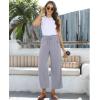 imagesiliteelon Wide Leg Linen Pants for Women Summer Capri Palazzo Flowy Pants Casual Loose High Waist Trousers with PocketsGray