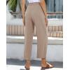 imagesiliteelon Wide Leg Linen Pants for Women Summer Capri Palazzo Flowy Pants Casual Loose High Waist Trousers with PocketsKhaki
