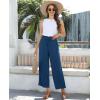 imagesiliteelon Wide Leg Linen Pants for Women Summer Capri Palazzo Flowy Pants Casual Loose High Waist Trousers with PocketsNavy Blue