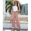 imagesiliteelon Wide Leg Linen Pants for Women Summer Capri Palazzo Flowy Pants Casual Loose High Waist Trousers with PocketsPink