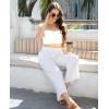 imagesiliteelon Wide Leg Linen Pants for Women Summer Capri Palazzo Flowy Pants Casual Loose High Waist Trousers with PocketsWhite
