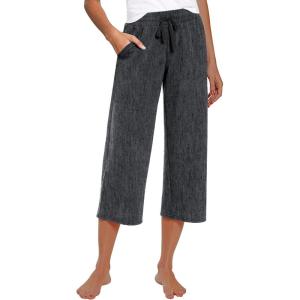imageRESHE Womens Capri Yoga Pants Loose Soft Drawstring Workout Sweatpants Causal Lounge Pants with PocketsAdeep Hemp Gray
