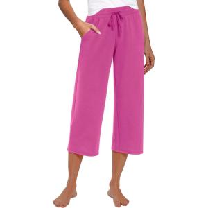 imageRESHE Womens Capri Yoga Pants Loose Soft Drawstring Workout Sweatpants Causal Lounge Pants with PocketsAhot Pink