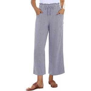 imagesiliteelon Wide Leg Linen Pants for Women Summer Capri Palazzo Flowy Pants Casual Loose High Waist Trousers with PocketsGray
