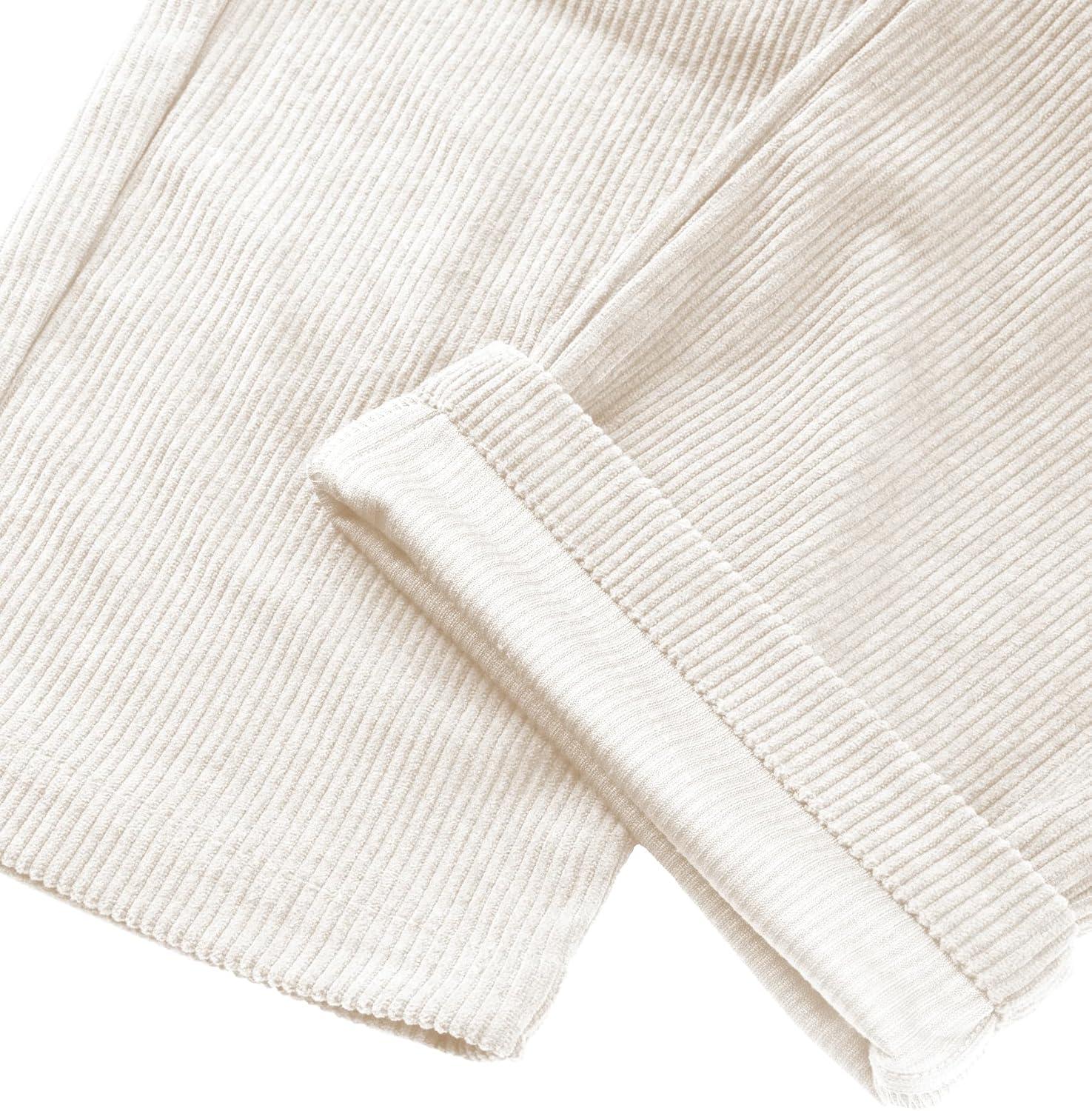 imagesiliteelon Corduroy Pants for Women Cotton Straight High Waist Vintage Trousers with PocketsBeige