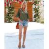 imageWomens Half Sleeve Floral Embroidered Blouse V Neck Ruffle Cotton Boho Summer Business Tops Peasant Blouse Casual TunicsOliver Green