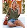 imageWomens Half Sleeve Floral Embroidered Blouse V Neck Ruffle Cotton Boho Summer Business Tops Peasant Blouse Casual TunicsOliver Green