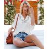 imageWomens Half Sleeve Floral Embroidered Blouse V Neck Ruffle Cotton Boho Summer Business Tops Peasant Blouse Casual TunicsWhite