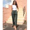 imagesiliteelon Corduroy Pants for Women Cotton Straight High Waist Vintage Trousers with PocketsArmy Green
