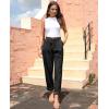 imagesiliteelon Corduroy Pants for Women Cotton Straight High Waist Vintage Trousers with PocketsBlack