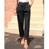 imagesiliteelon Corduroy Pants for Women Cotton Straight High Waist Vintage Trousers with PocketsBlack