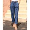 imagesiliteelon Corduroy Pants for Women Cotton Straight High Waist Vintage Trousers with PocketsBlue