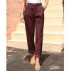 imagesiliteelon Corduroy Pants for Women Cotton Straight High Waist Vintage Trousers with PocketsBurgundy
