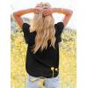 imagesiliteelon Womens Lace Tops Ruffle Short Sleeve Blouses V Neck Embroidered Casual Business Work Summer Crochet TopsA1black