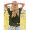 imagesiliteelon Womens Lace Tops Ruffle Short Sleeve Blouses V Neck Embroidered Casual Business Work Summer Crochet TopsArmy Green