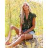 imagesiliteelon Womens Lace Tops Ruffle Short Sleeve Blouses V Neck Embroidered Casual Business Work Summer Crochet TopsArmy Green