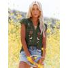 imagesiliteelon Womens Lace Tops Ruffle Short Sleeve Blouses V Neck Embroidered Casual Business Work Summer Crochet TopsArmy Green