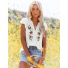 imagesiliteelon Womens Lace Tops Ruffle Short Sleeve Blouses V Neck Embroidered Casual Business Work Summer Crochet TopsAwhite