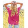 imagesiliteelon Womens Lace Tops Ruffle Short Sleeve Blouses V Neck Embroidered Casual Business Work Summer Crochet TopsHot Pink