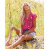 imagesiliteelon Womens Lace Tops Ruffle Short Sleeve Blouses V Neck Embroidered Casual Business Work Summer Crochet TopsHot Pink