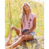 imagesiliteelon Womens Lace Tops Ruffle Short Sleeve Blouses V Neck Embroidered Casual Business Work Summer Crochet TopsLight Pink