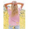 imagesiliteelon Womens Lace Tops Ruffle Short Sleeve Blouses V Neck Embroidered Casual Business Work Summer Crochet TopsLight Pink