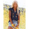 imagesiliteelon Womens Lace Tops Ruffle Short Sleeve Blouses V Neck Embroidered Casual Business Work Summer Crochet TopsNavy Blue