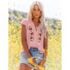 imagesiliteelon Womens Lace Tops Ruffle Short Sleeve Blouses V Neck Embroidered Casual Business Work Summer Crochet TopsOrange Pink