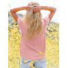 imagesiliteelon Womens Lace Tops Ruffle Short Sleeve Blouses V Neck Embroidered Casual Business Work Summer Crochet TopsOrange Pink