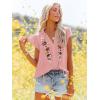 imagesiliteelon Womens Lace Tops Ruffle Short Sleeve Blouses V Neck Embroidered Casual Business Work Summer Crochet TopsOrange Pink