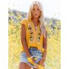 imagesiliteelon Womens Lace Tops Ruffle Short Sleeve Blouses V Neck Embroidered Casual Business Work Summer Crochet TopsYellow