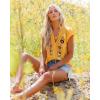 imagesiliteelon Womens Lace Tops Ruffle Short Sleeve Blouses V Neck Embroidered Casual Business Work Summer Crochet TopsYellow